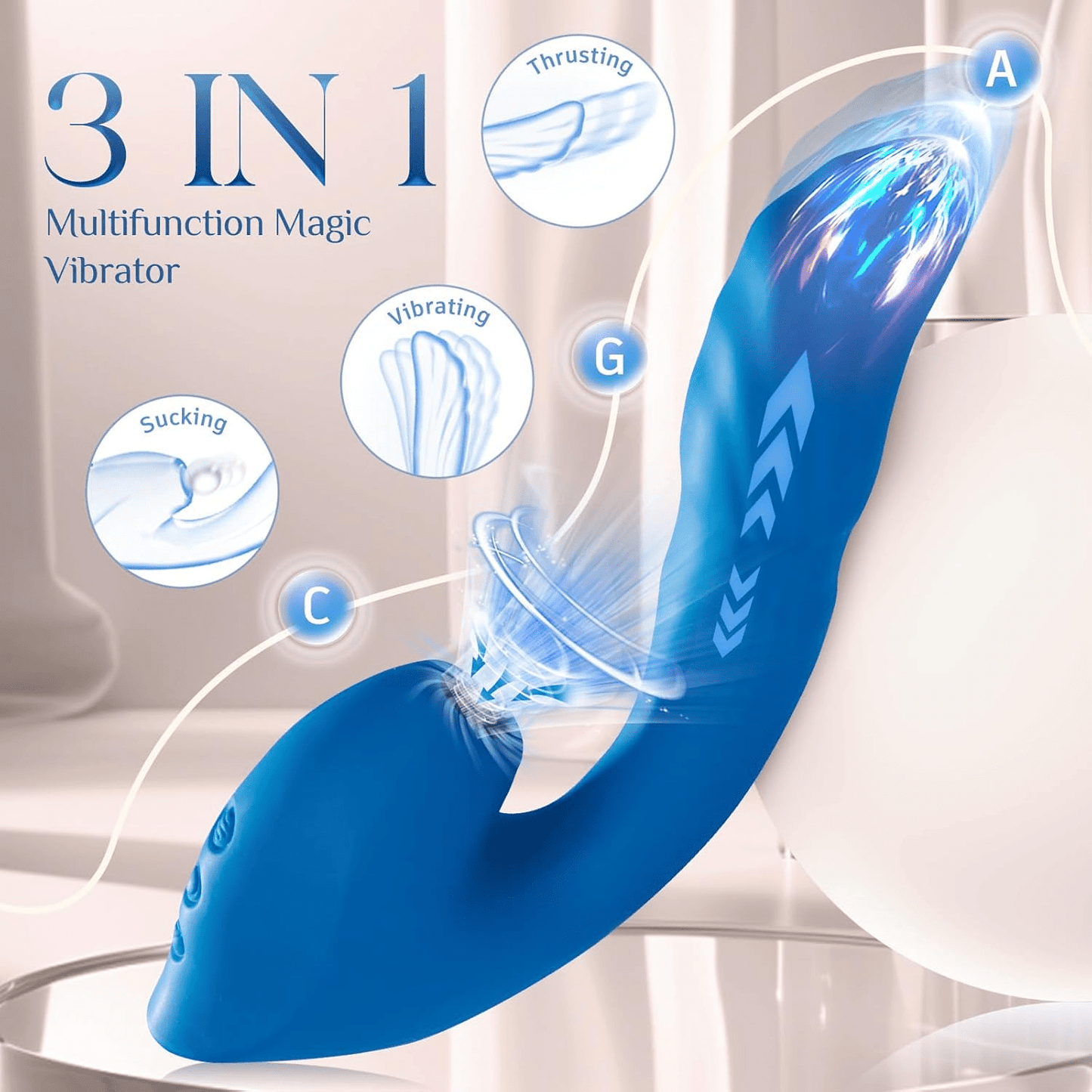 TripleVelvet 3-in-1 Rabbit Vibrator | Suction, Thrust & Vibe