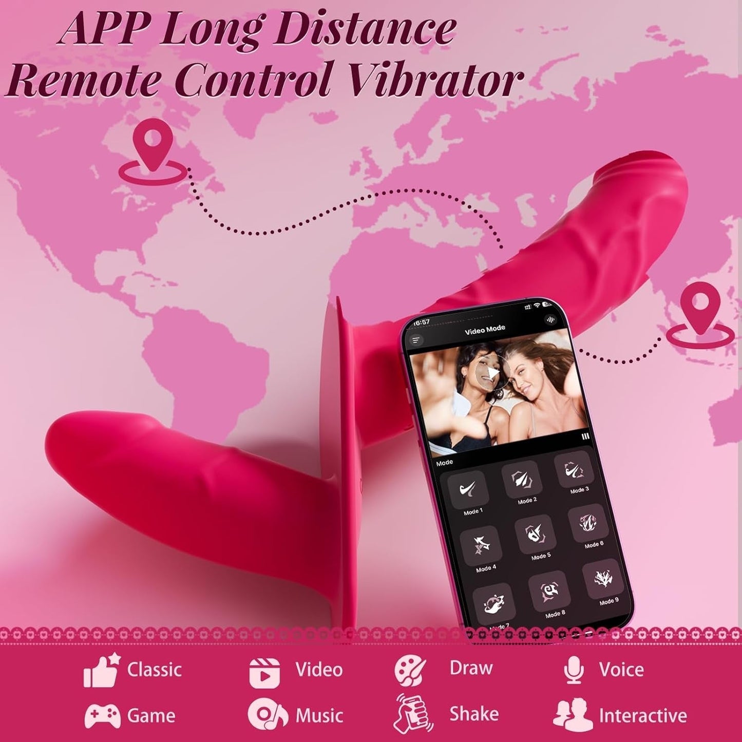 TwinPlay App-Control Vibrating Double Strap-On Dildo