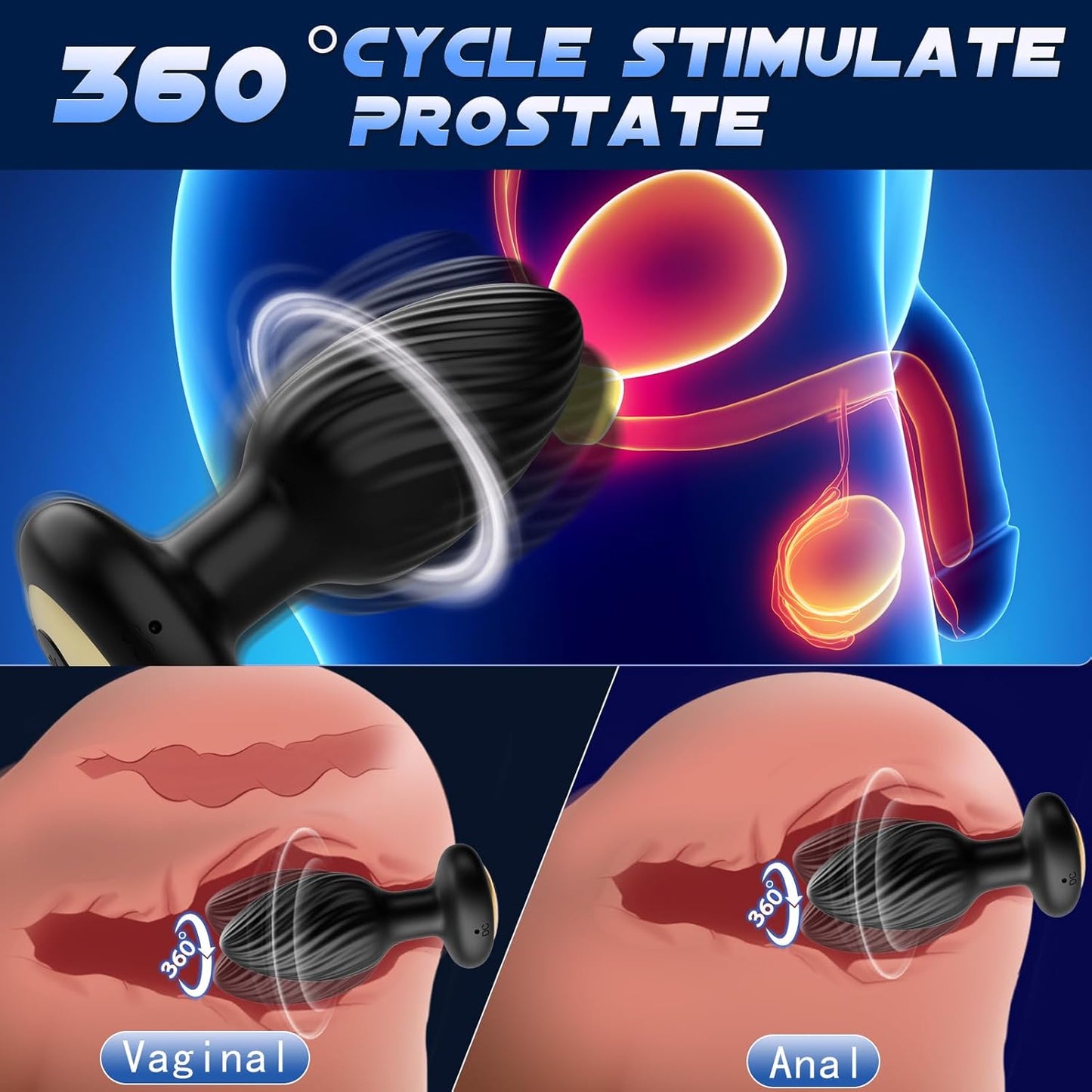 Masajeador de próstata giratorio TwirlPro, plug anal