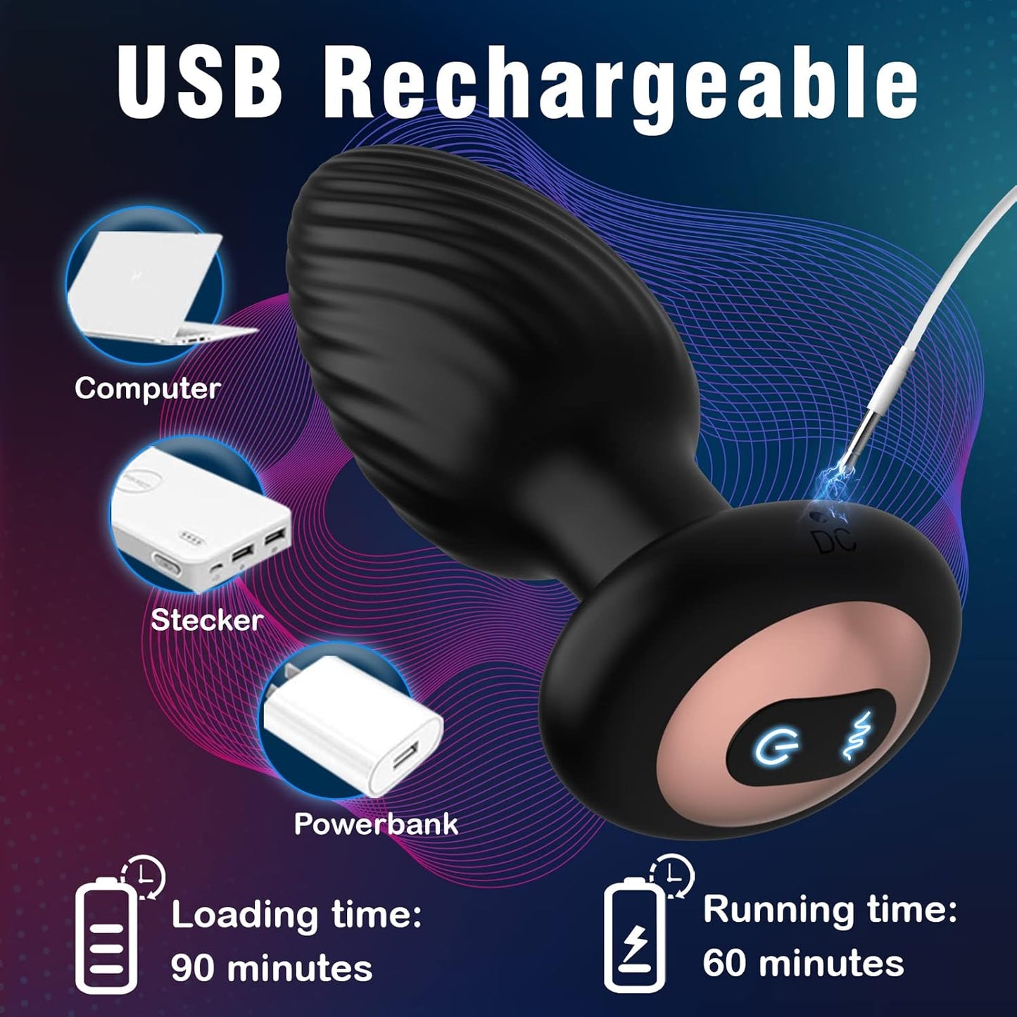 Masajeador de próstata giratorio TwirlPro, plug anal