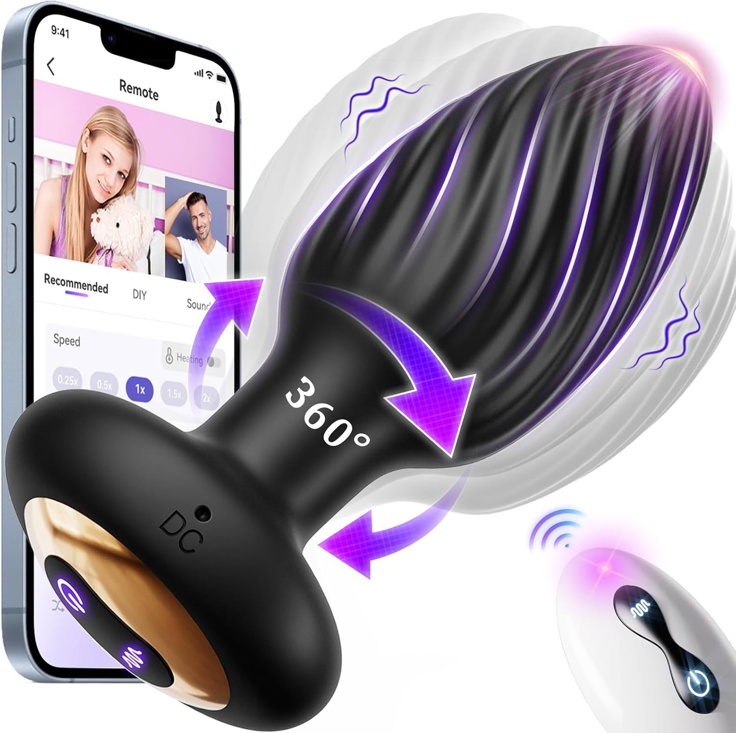 Masajeador de próstata giratorio TwirlPro, plug anal