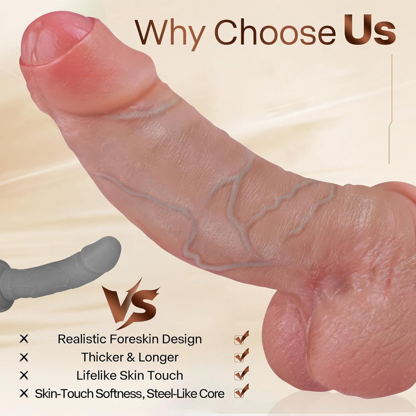 Dildo realista UncutKing XL con prepucio
