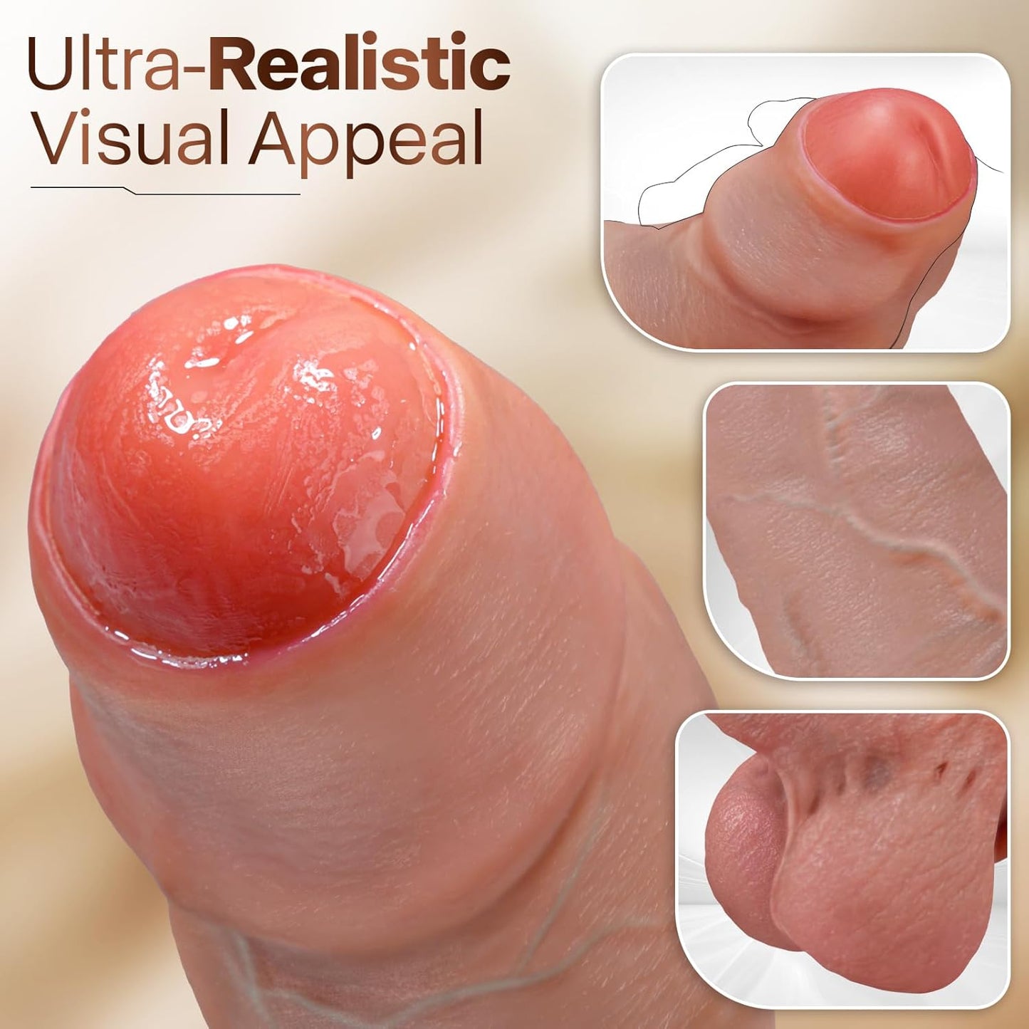 Dildo realista UncutKing XL con prepucio