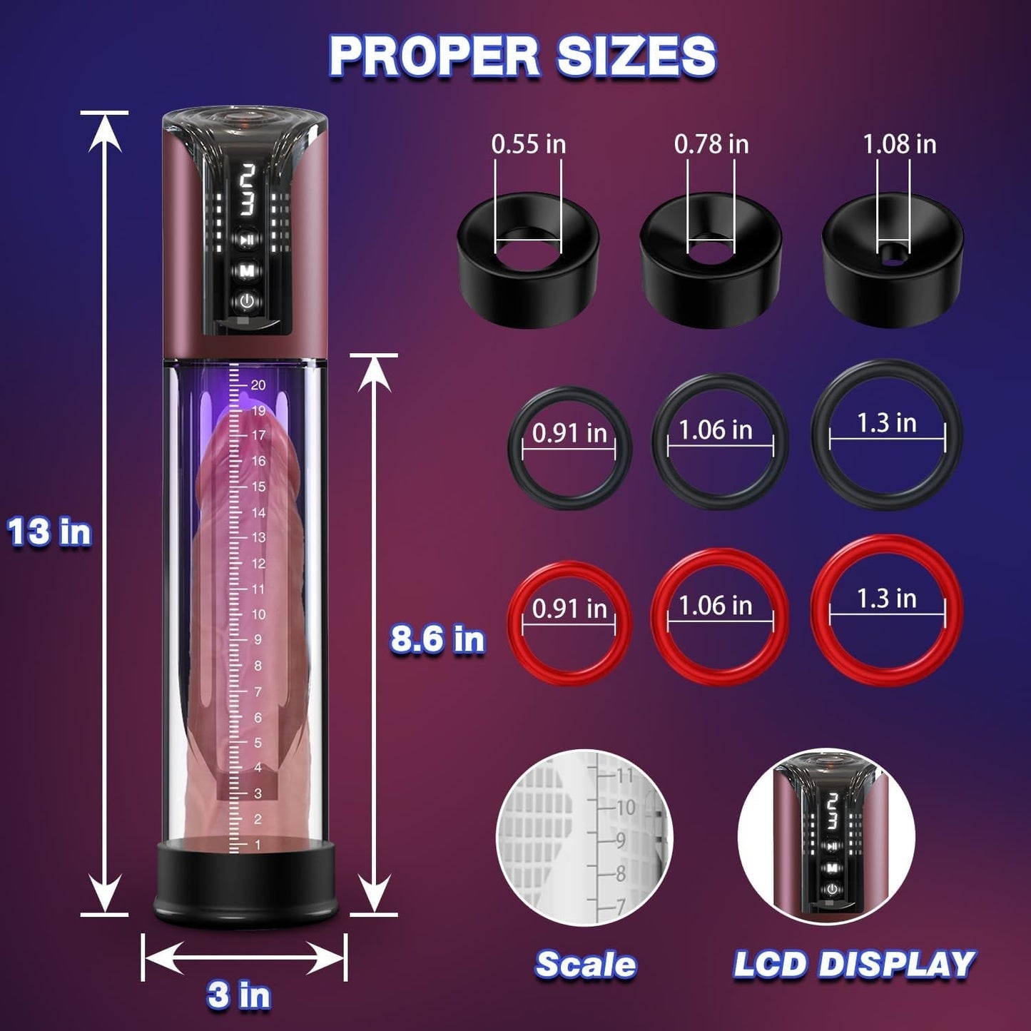 Kit d'agrandissement pour pompe pénienne 4 modes VacuGrow