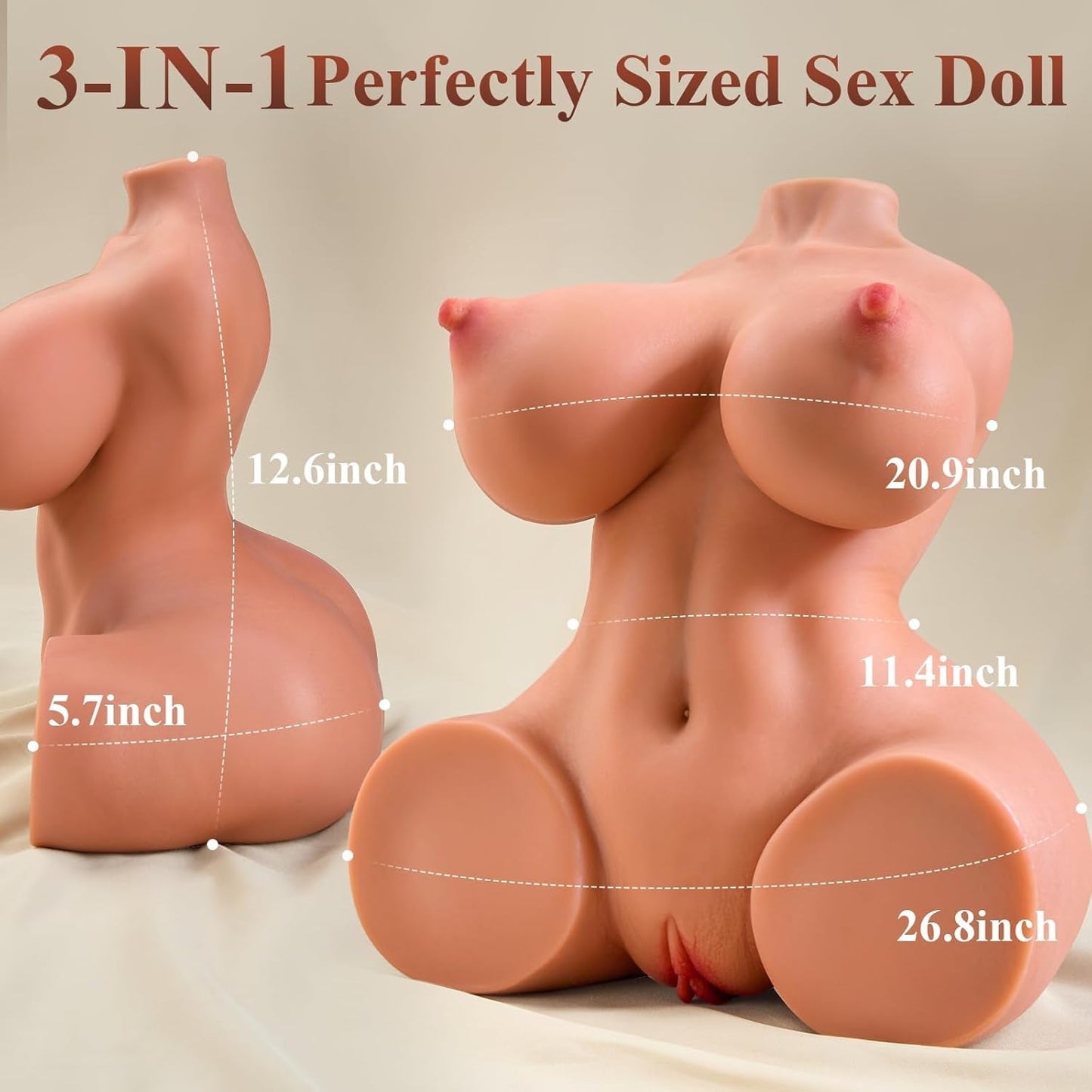 Torso de muñeca sexual realista VeloraCurve de TPE