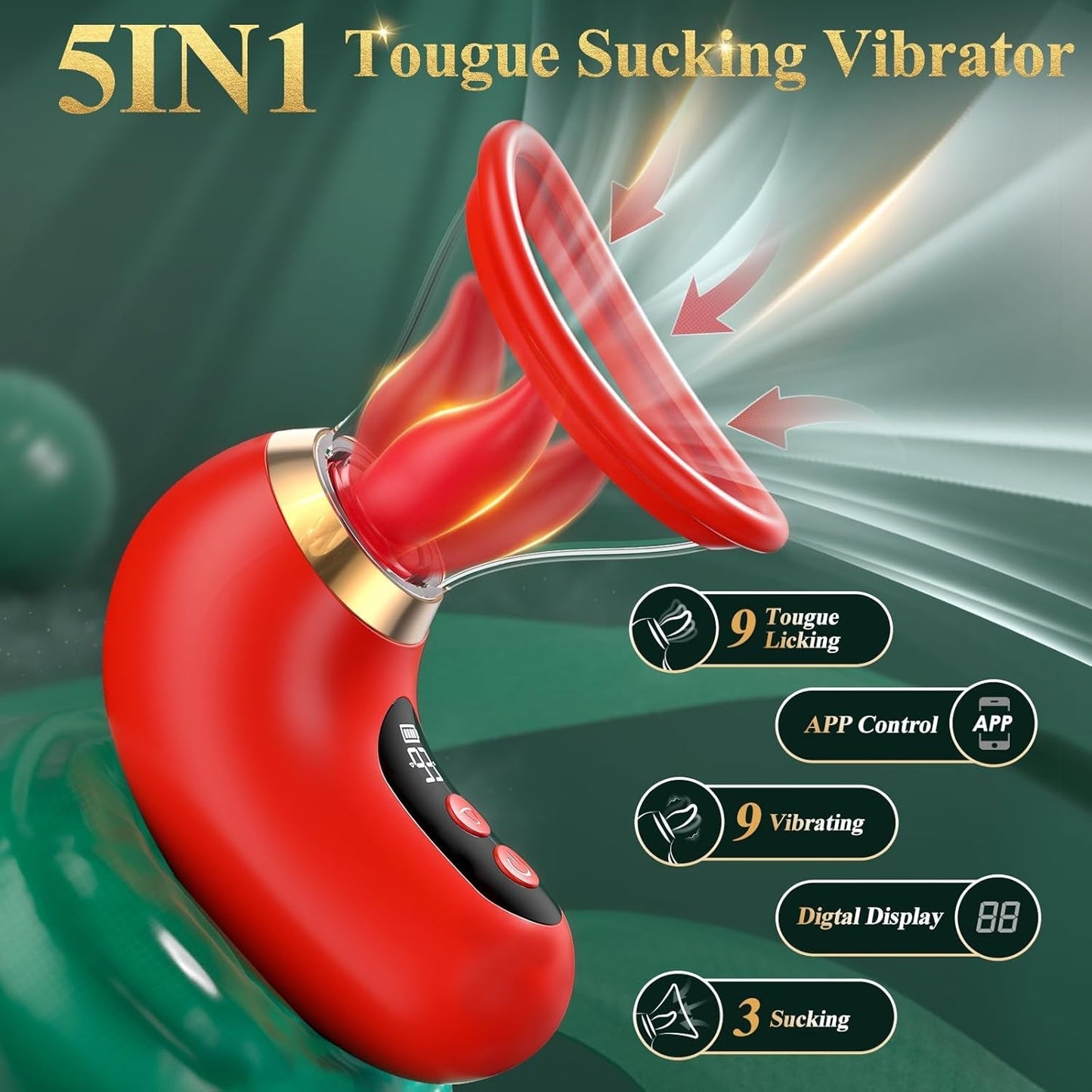 Vibrador chupasueños de rosa 5 en 1 VelvetBloom