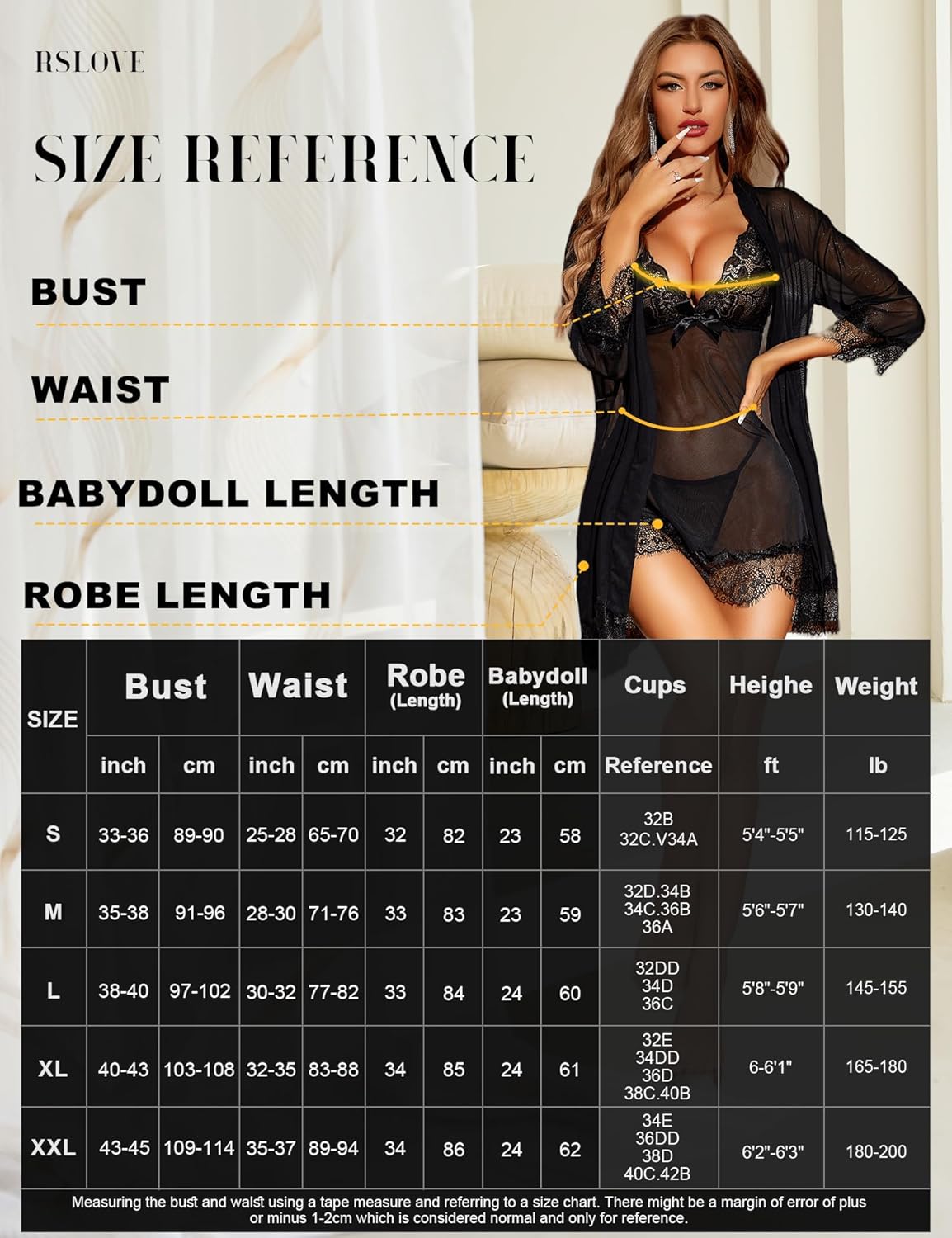 Conjunto de 3 piezas de babydoll y bata VelvetFlame