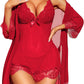 Conjunto de 3 piezas de babydoll y bata VelvetFlame