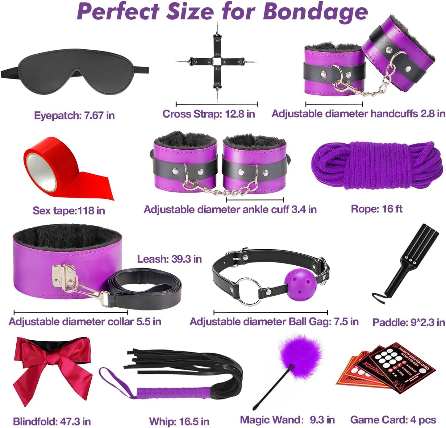 Kit BDSM de 36 piezas VelvetObedience – Edición Morada