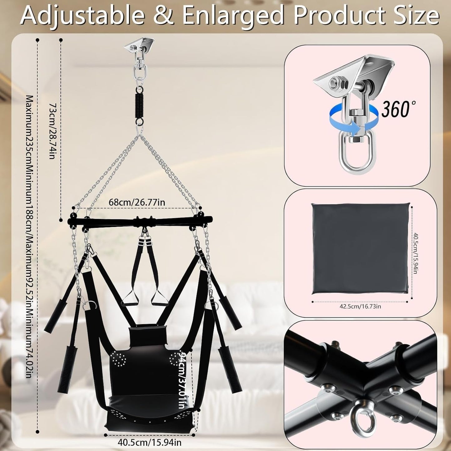 VelvetSpin 360° Spinning Sex Swing Leather Sling Kit