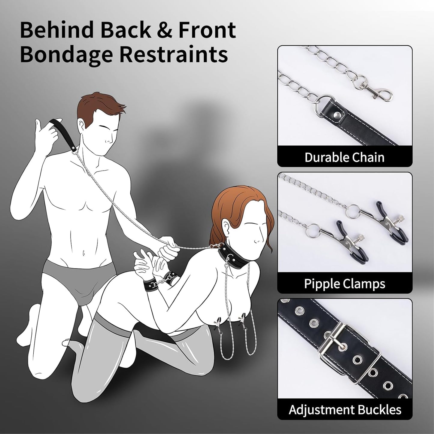 Conjunto de sujeciones de collar de bondage VelvetTether