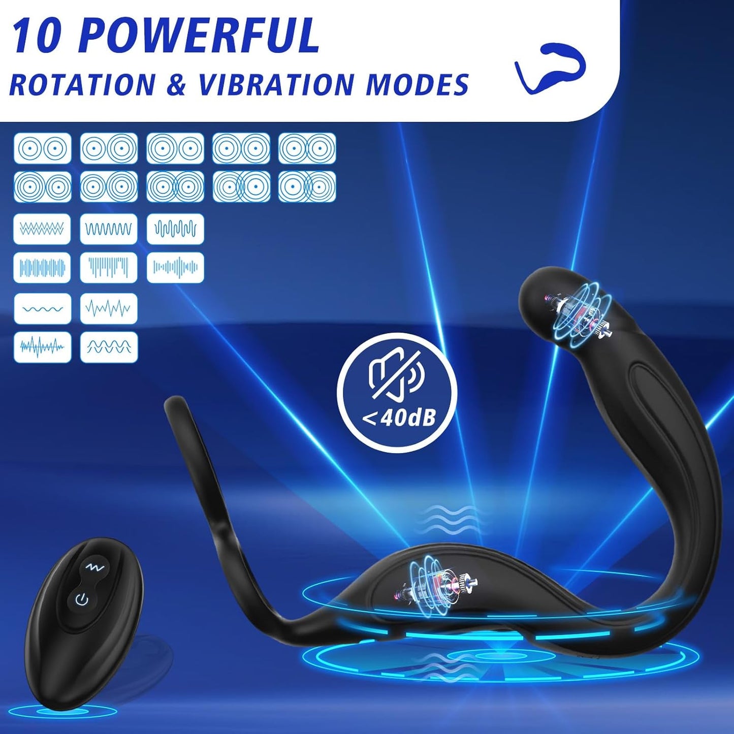 Anillo para el pene/masajeador de próstata 360° VibeFlex
