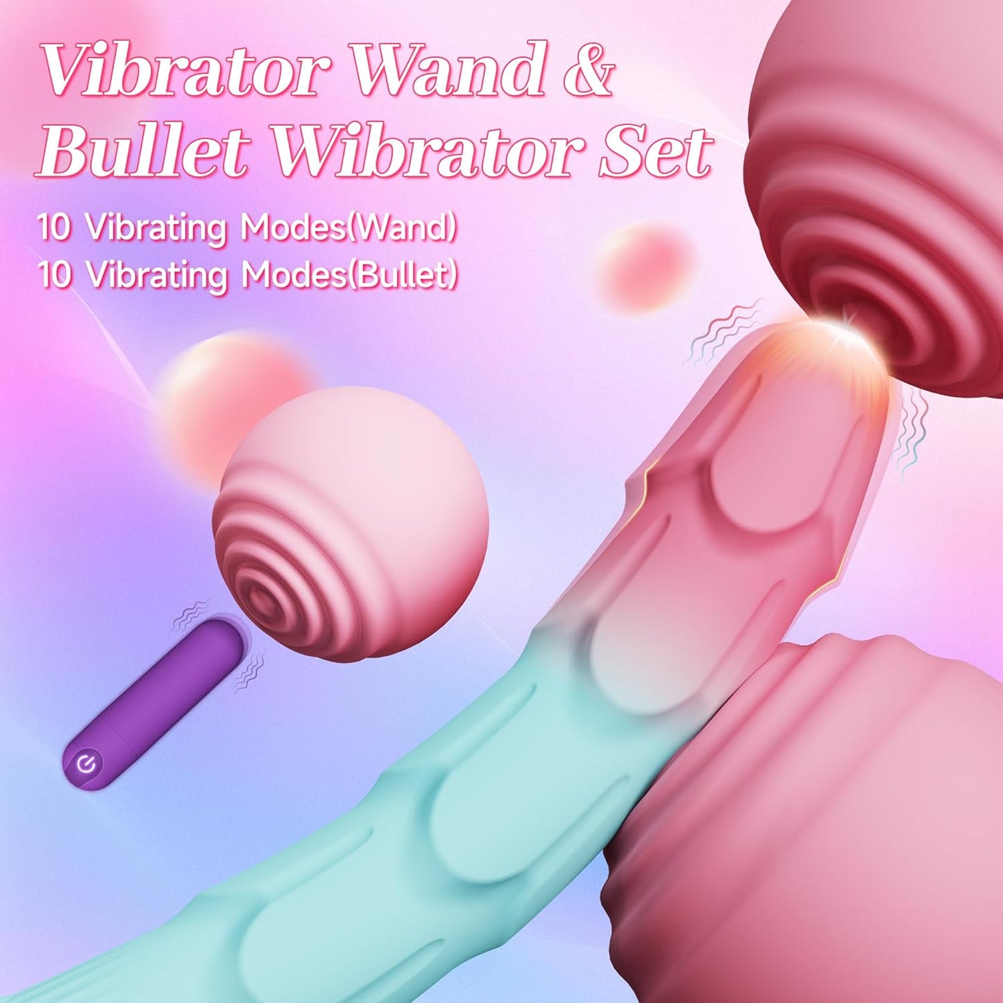 Juego de vibradores VibeTwin 2 en 1 de bala y varita de dildo