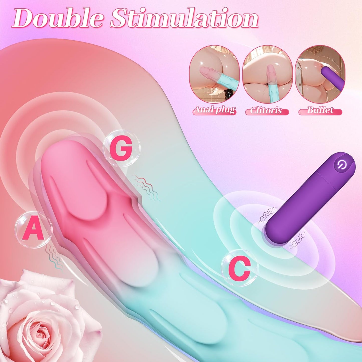 Juego de vibradores VibeTwin 2 en 1 de bala y varita de dildo