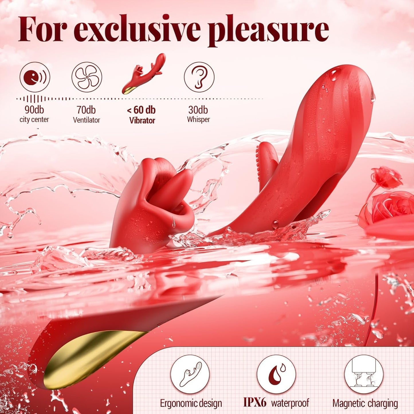 Vibrador de rosa 3 en 1 PulseRose | Lame, agita y pulsa