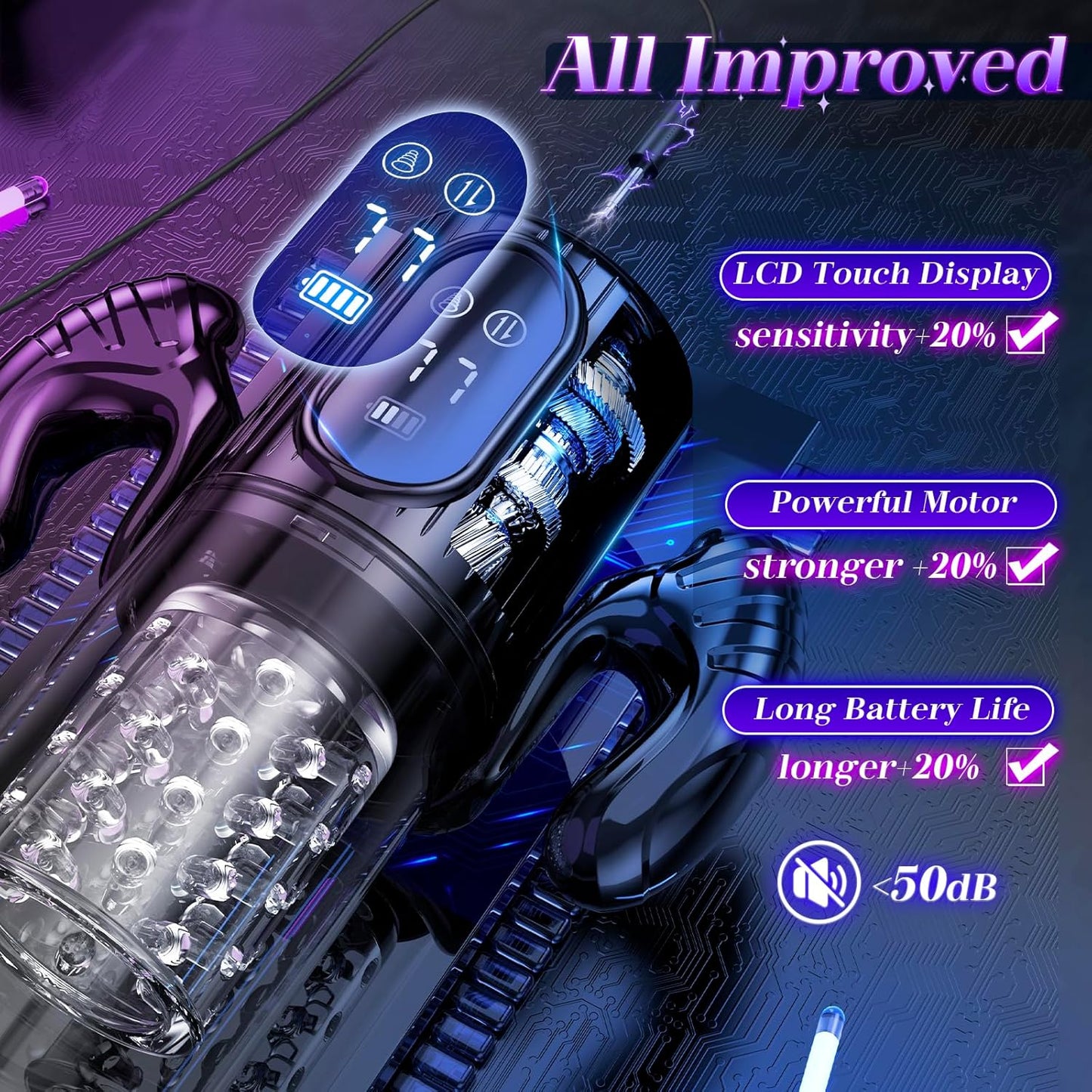 VixenCore Bomba de pene vibratoria 5 en 1 con función de embestida