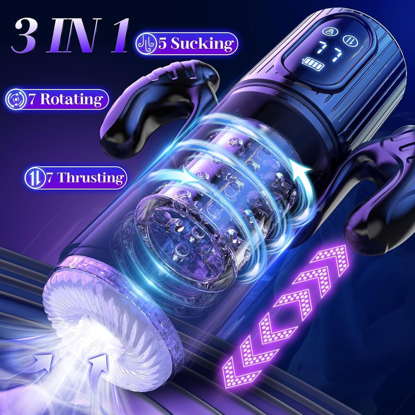 VixenCore Bomba de pene vibratoria 5 en 1 con función de embestida