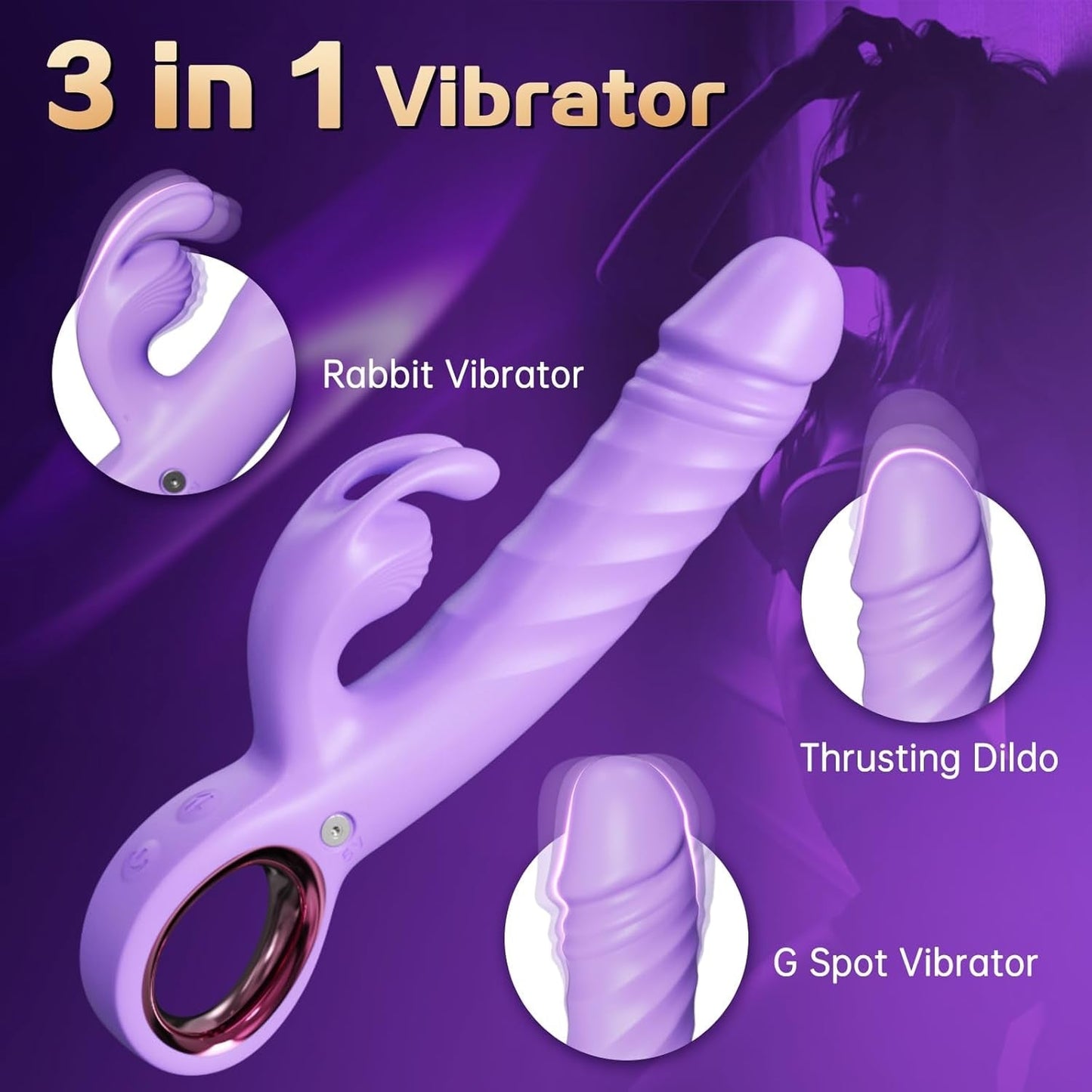 Vibrador Conejo de Empuje 3 en 1 VixenPulse