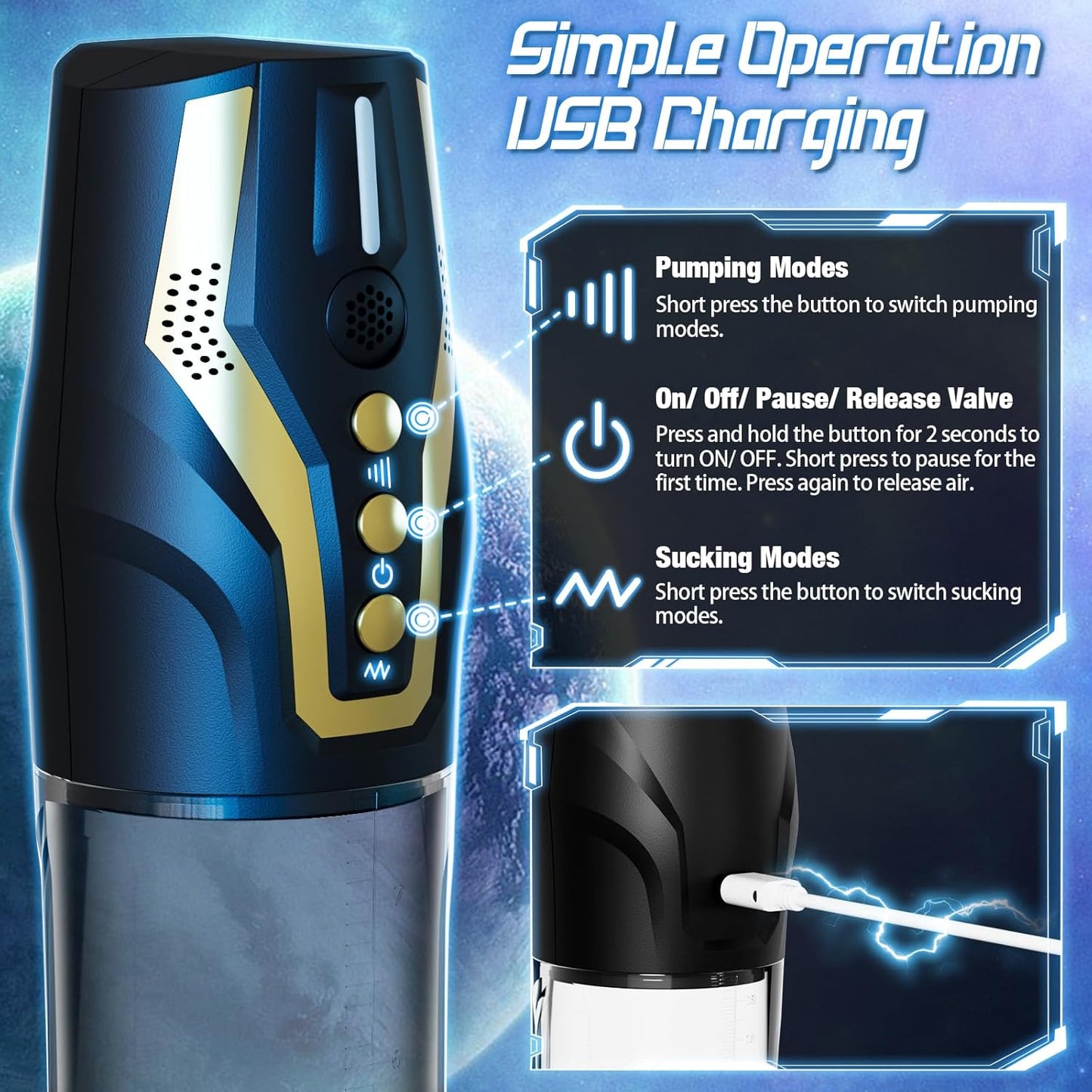 Bomba de pene inteligente VocalPump 4X Stroker