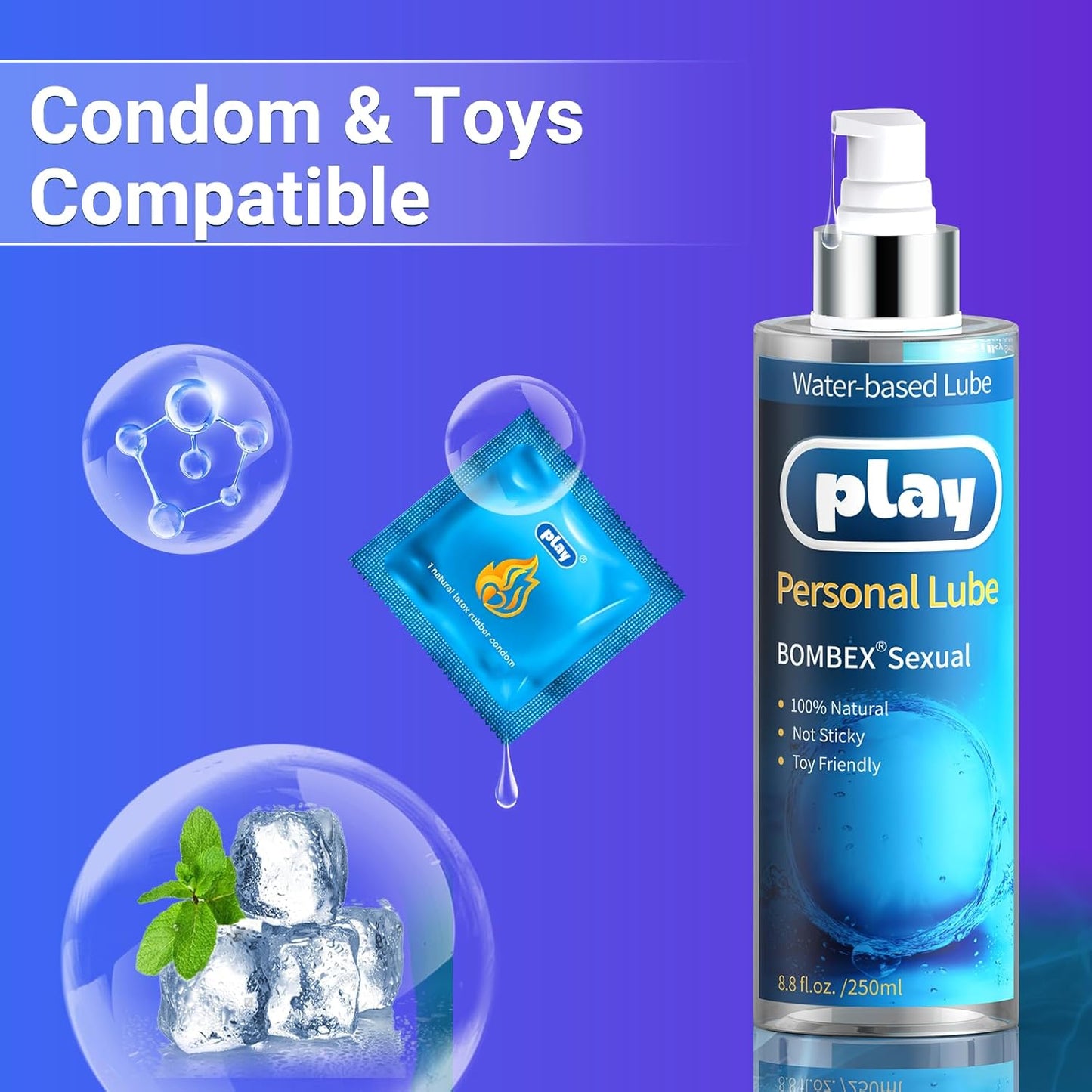 Lubrifiant personnel à base d'eau – Compatible avec les jouets et longue durée