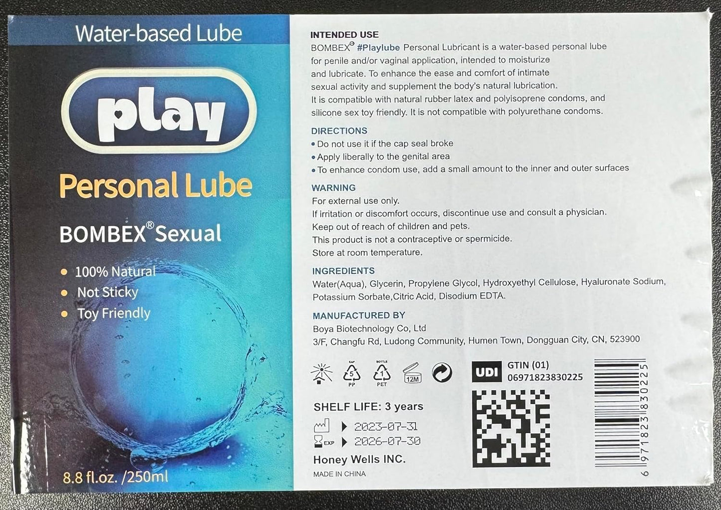 Lubrifiant personnel à base d'eau – Compatible avec les jouets et longue durée