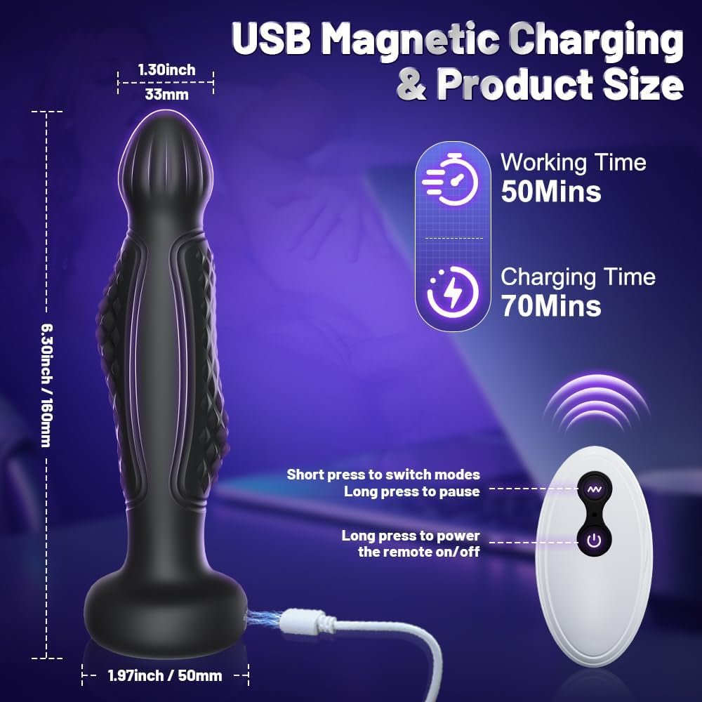 Masseur de prostate WaveWrithe AI vibrant et contrôlable par application