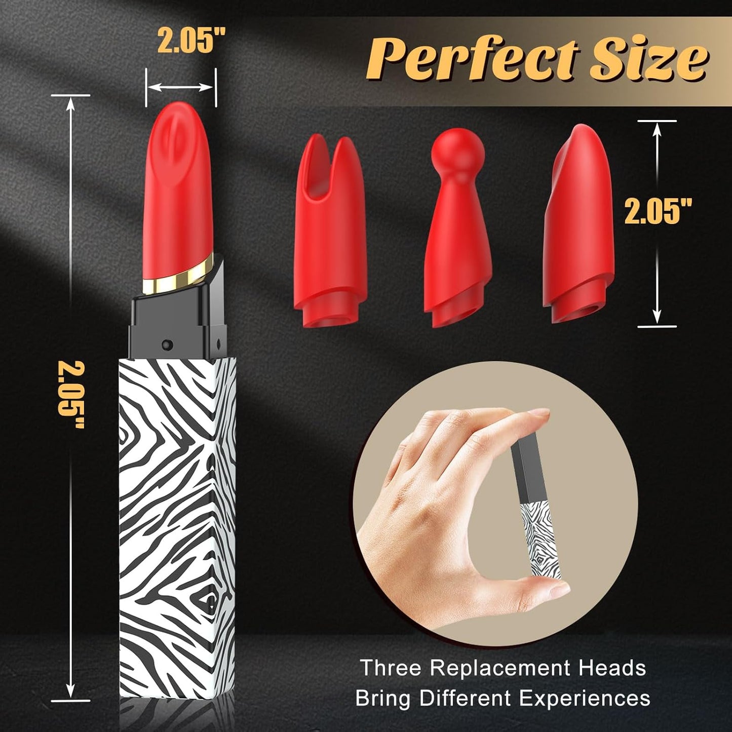 Vibrador bala WhisperDot de 3 cabezales para pintalabios