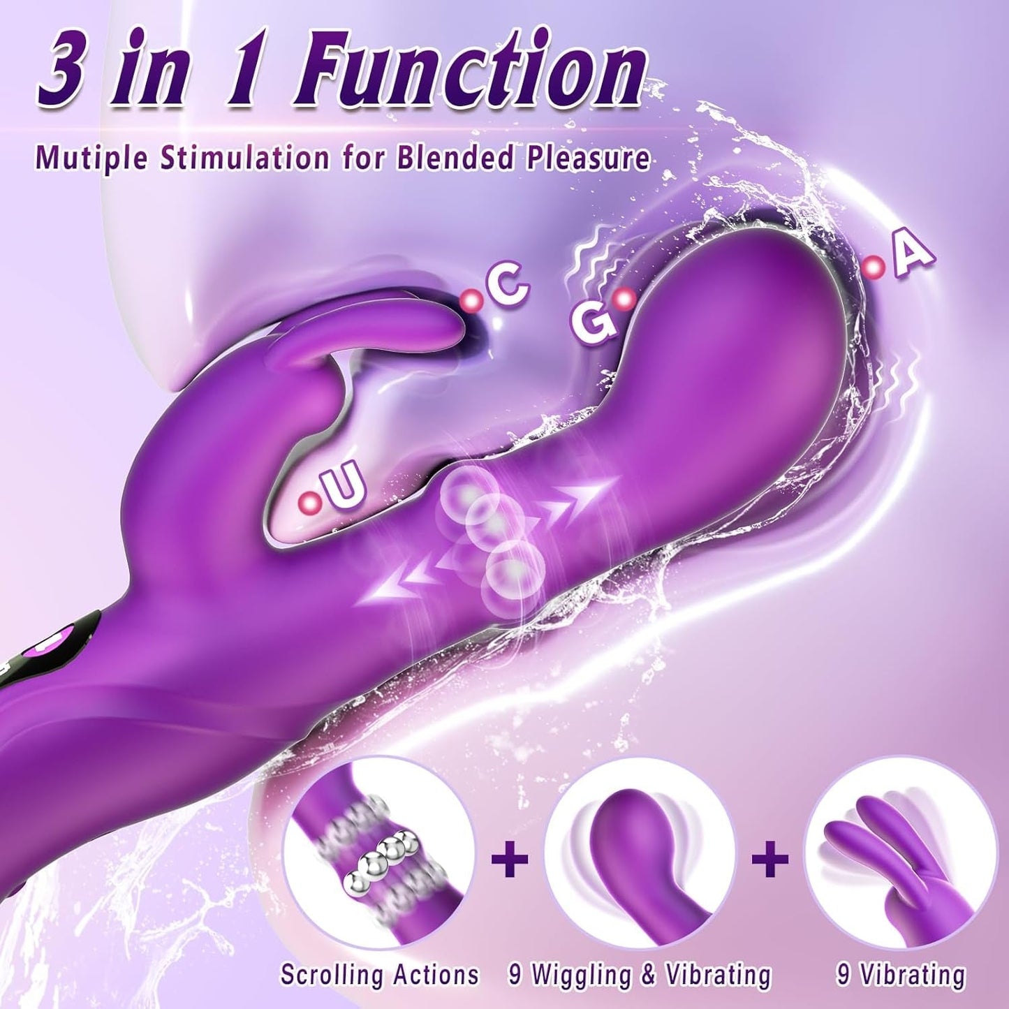 WiggleRush Vibrador de Conejo Ondulante y Penetrante