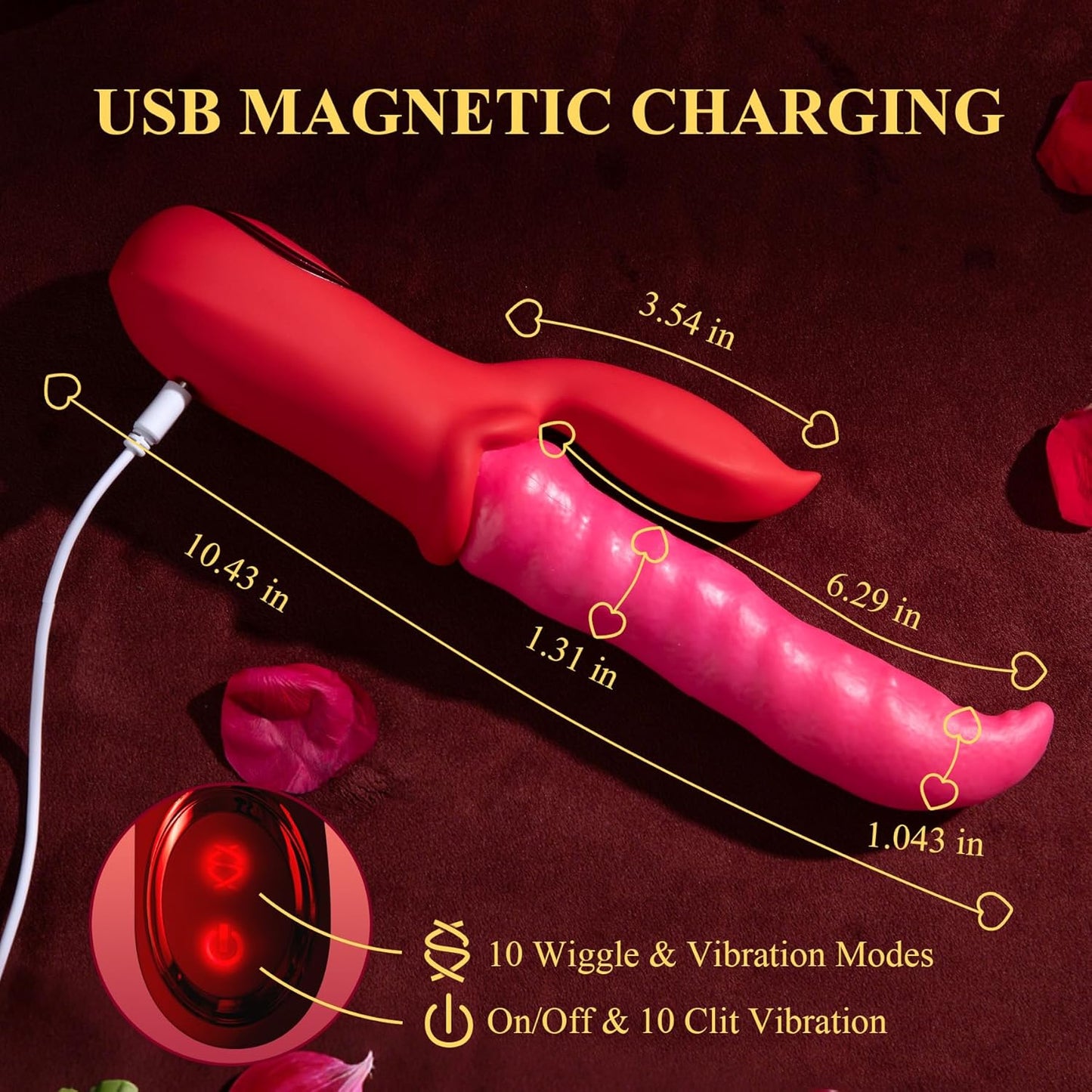 Vibrador de lengua WriggleMate con motores duales