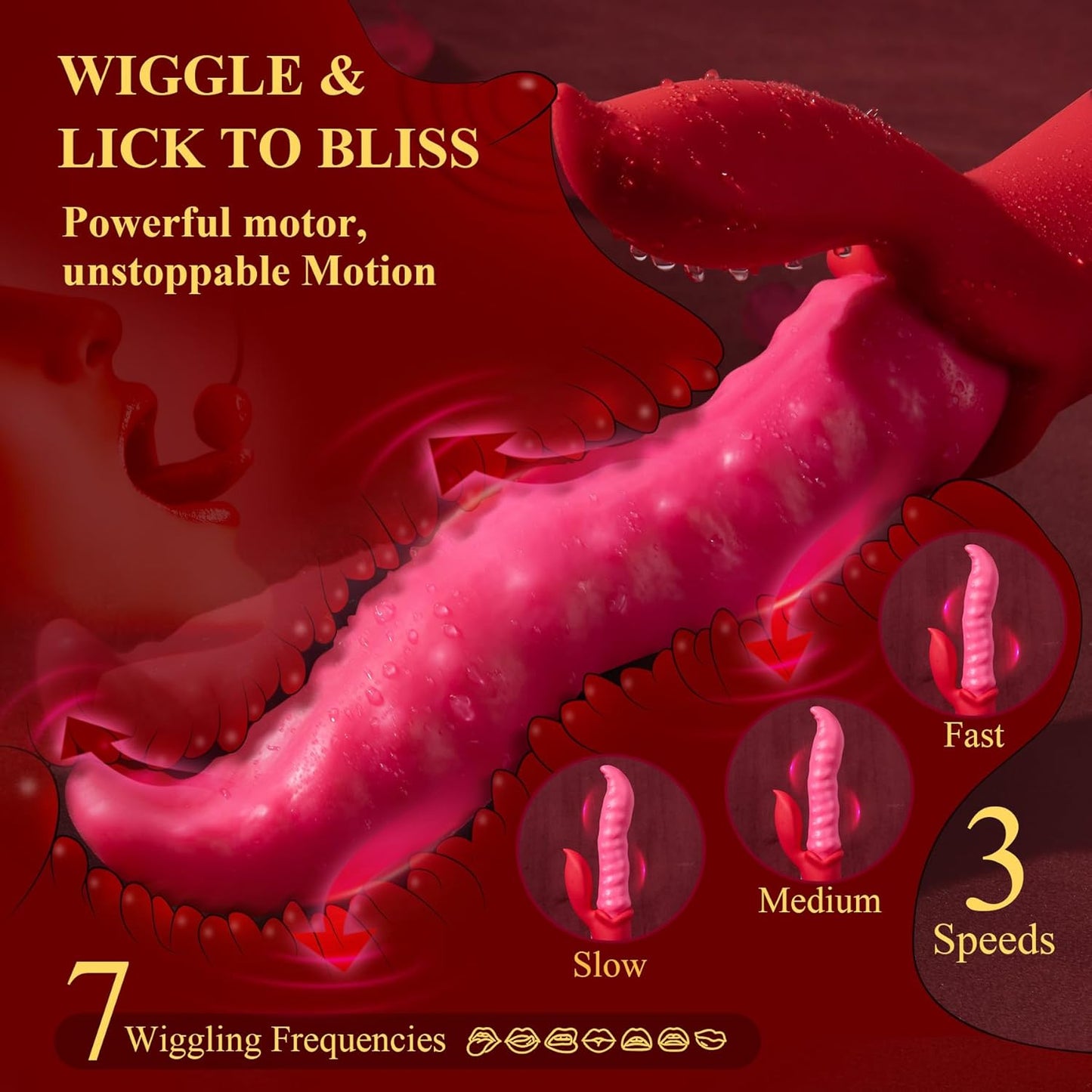 Vibrador de lengua WriggleMate con motores duales