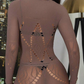 Brown Seamless Geo Net Chemise