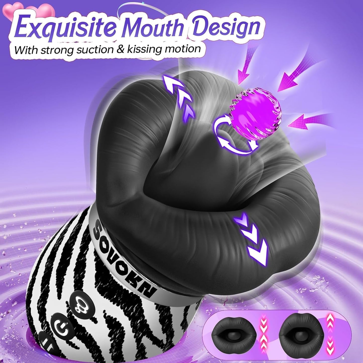 Vibrador de succión bucal con IA ZebraKiss