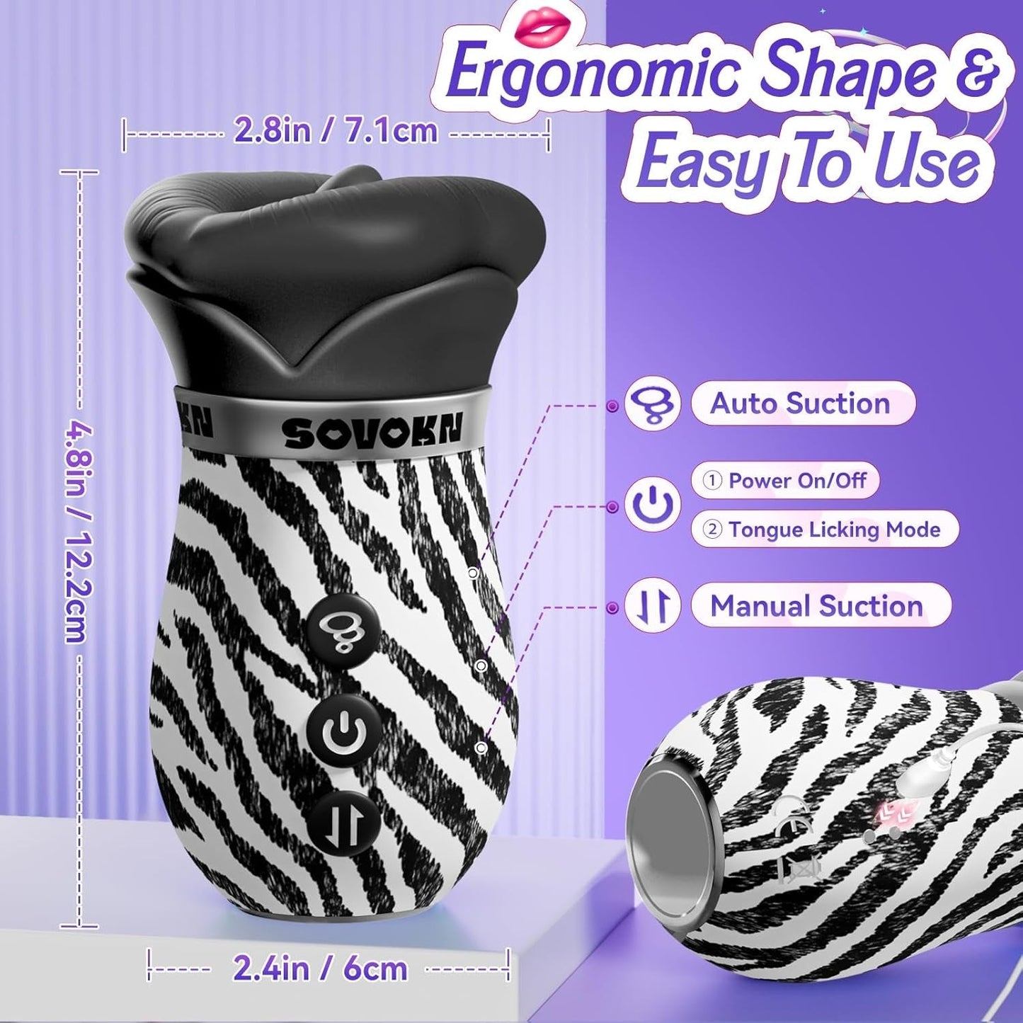 Vibrador de succión bucal con IA ZebraKiss